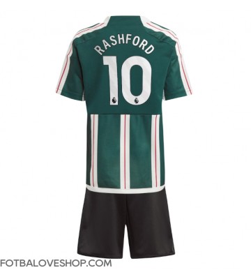 Manchester United Marcus Rashford #10 Dětské Venkovní Dres 2023-24 Krátký Rukáv (+ trenýrky)